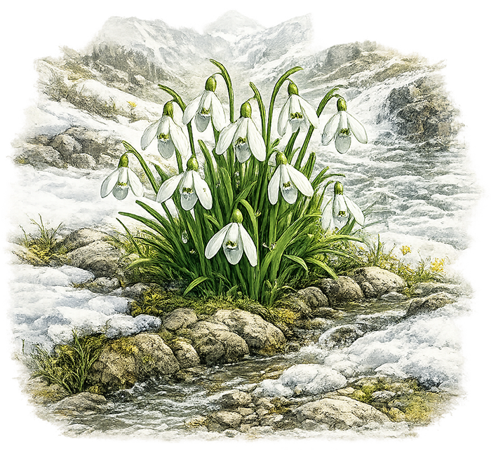 śnieżyczka przebiśnieg ilustracja