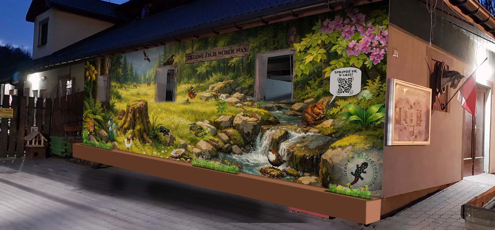 Mural przyrodniczy na Stajni Miejskiej w Żywcu