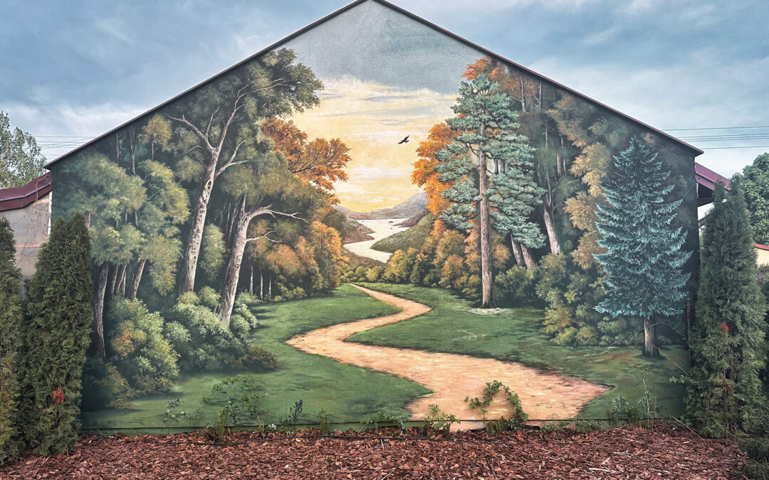 mural w ogrodzie
