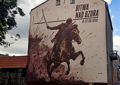 wykonany mural - Bitwa nad Bzurą, Łęczyca