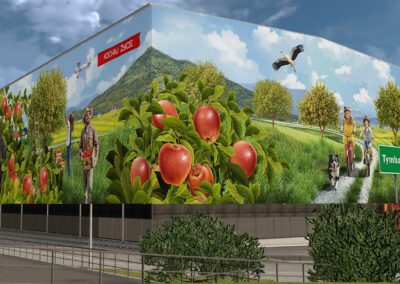 opracowany projekt graficzny muralu w Tymbarku