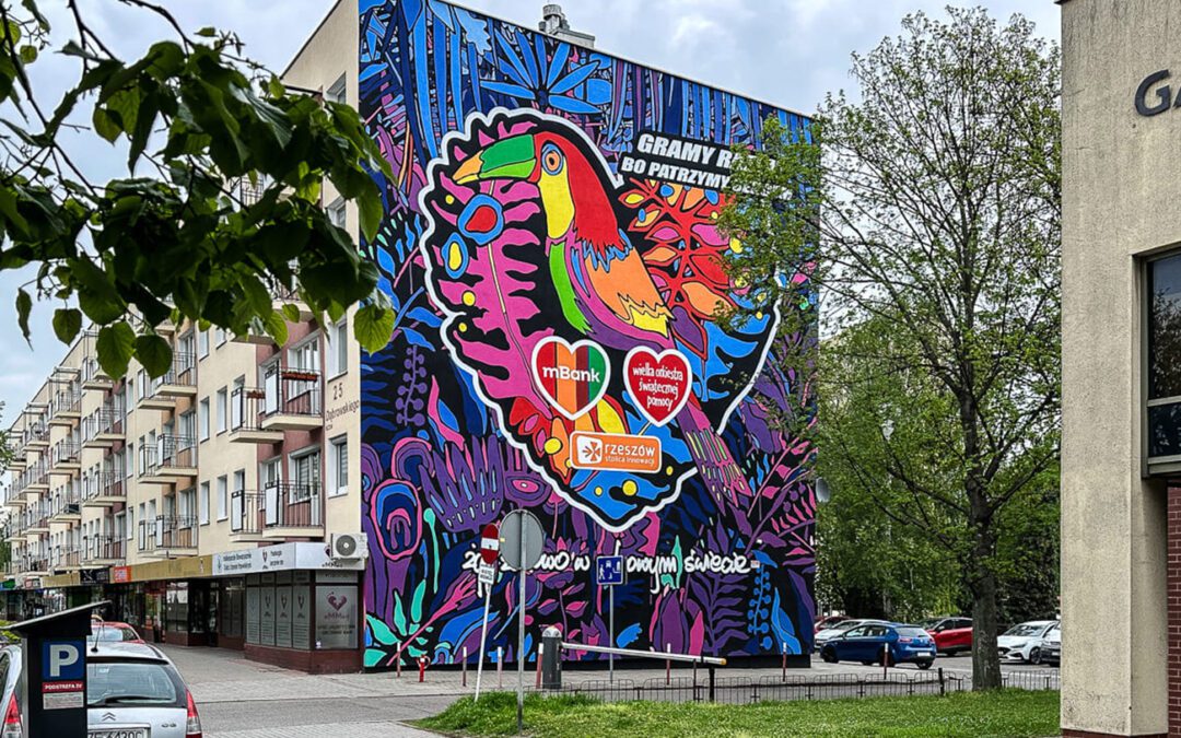 wykonany mural Wielkiej Orkiestry Świątecznej Pomocy w Rzeszowie