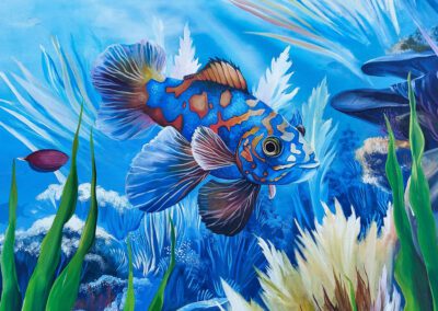 namalowana rafa koralowa - egzotyczne rybki namalowane na murze