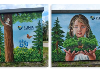 pomalowana trafostacja - murale zachęcające od sortowania odpadów i ochrony środowiska, Rumia