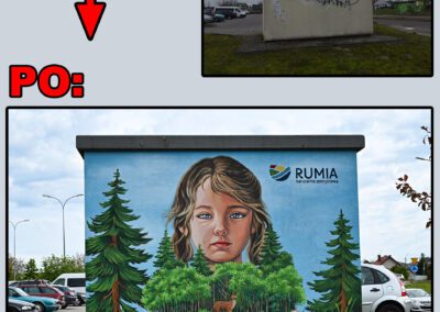 przed i po malowaniu muralu