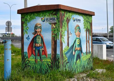 pomalowana trafostacja - murale zachęcające od sortowania odpadów i ochrony środowiska, Rumia