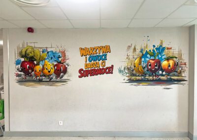 wykonany mural na stołówce w szkole