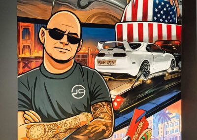 mural z samochodem w siedzibie firmy importujące auta z USA, Jankes Car