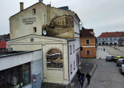 wykonany mural - synagoga w Łęczycy