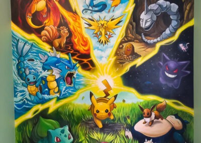 pokemony - mural w pokoju