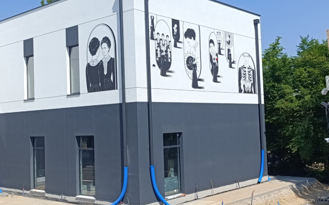 wykonany mural - szpitak Marii Curie-Skłodowskiej w Zgierzu