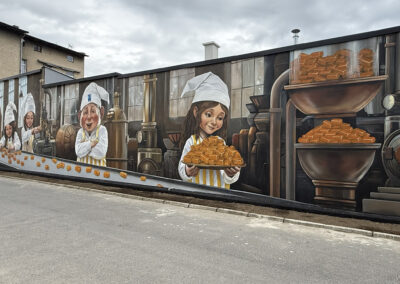 wykonany mural - fabryka krówek