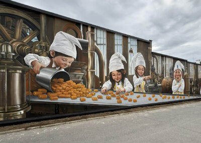 wykonany mural - fabryka krówek