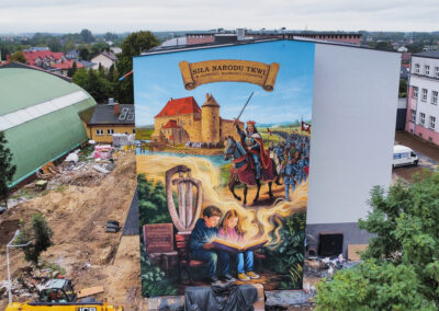 wykonany mural - Władysław Jagiełło, Wolbórz