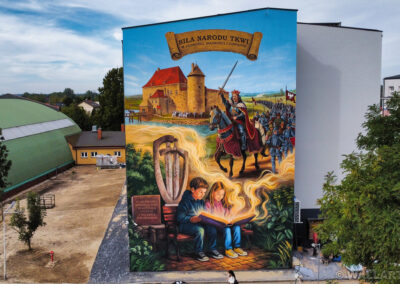 wykonany mural - Władysław Jagiełło, Wolbórz